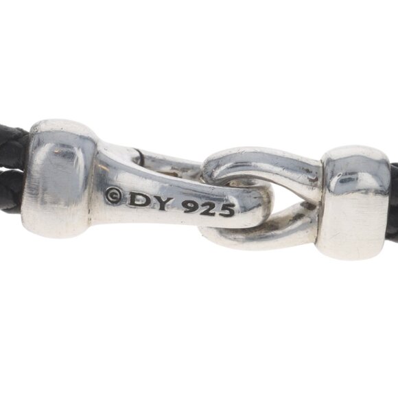 David Yurman Leather Bucktwist Cable ID Men's Bracelet 8" - Sterling Silver 925 - Picture 7 of 8